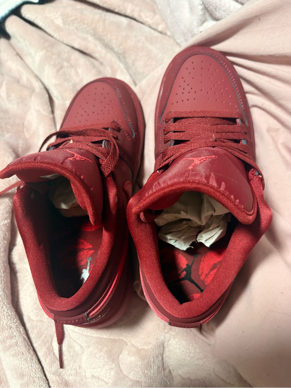 Jordan Women's Low-Top Sneaker in Maroon with Bright Red Swoosh - Picture 7 of 9